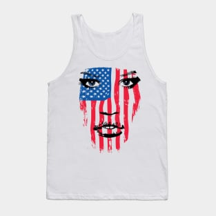 USA Patriot Woman Flag Warpaint July 4th Flag Tank Top